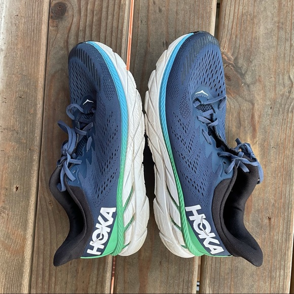 HOKA ONE ONE MEN'S CLIFTON  Blue & White Size 12 - Picture 1 of 10